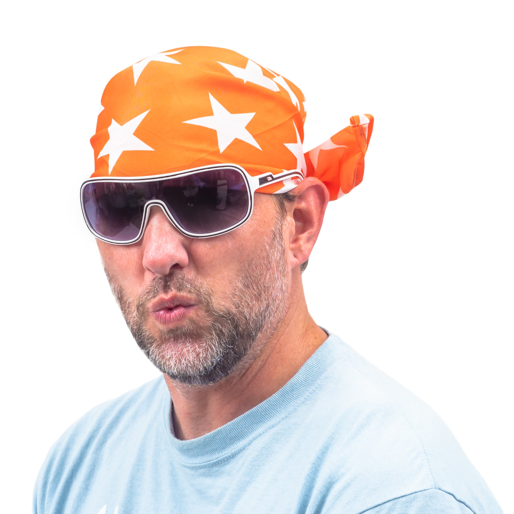 Macho Man Star Printed Costume Bandana and Glasses Halloween Cosplay Costume Set