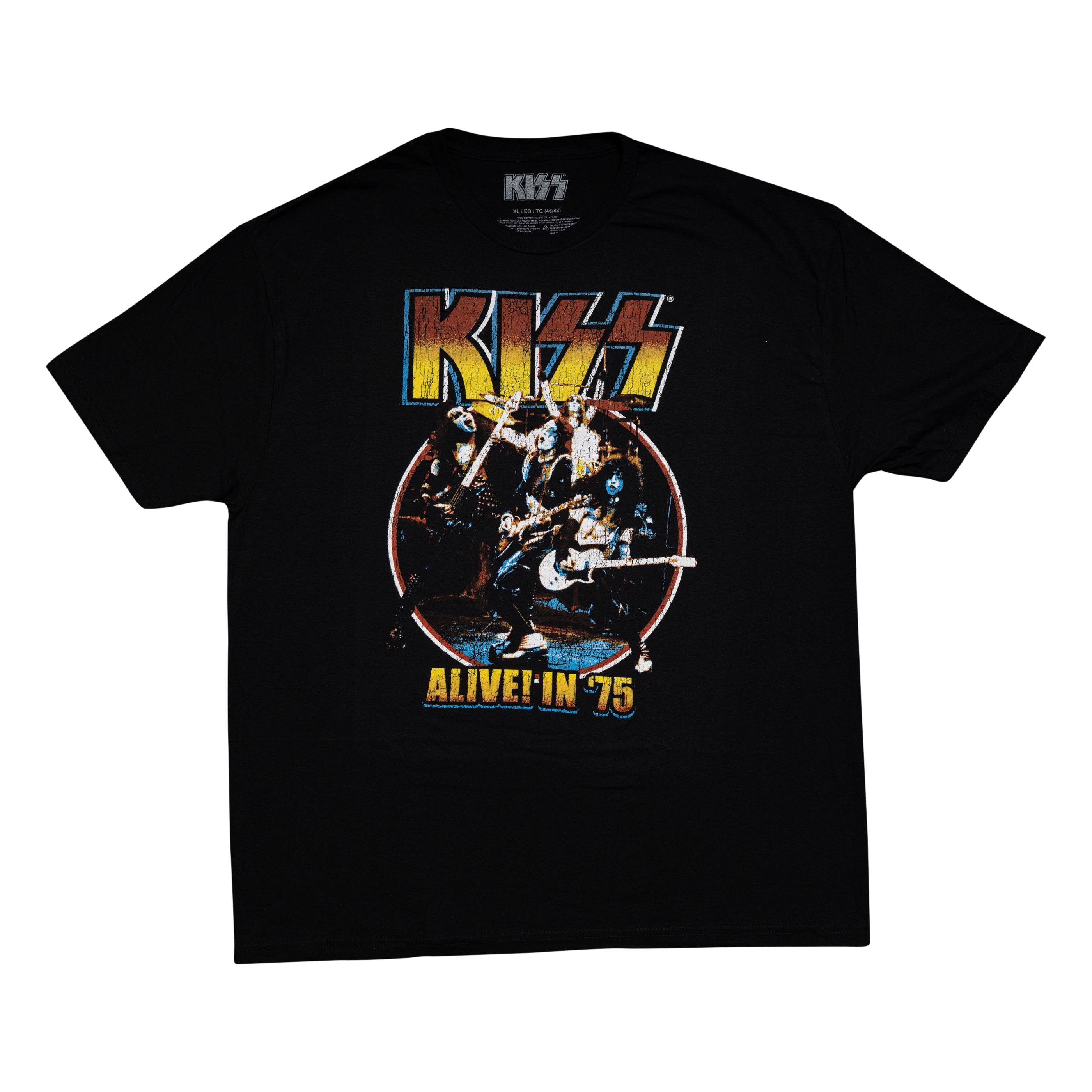 Music Band Kiss Alive in 75 Black T-Shirt