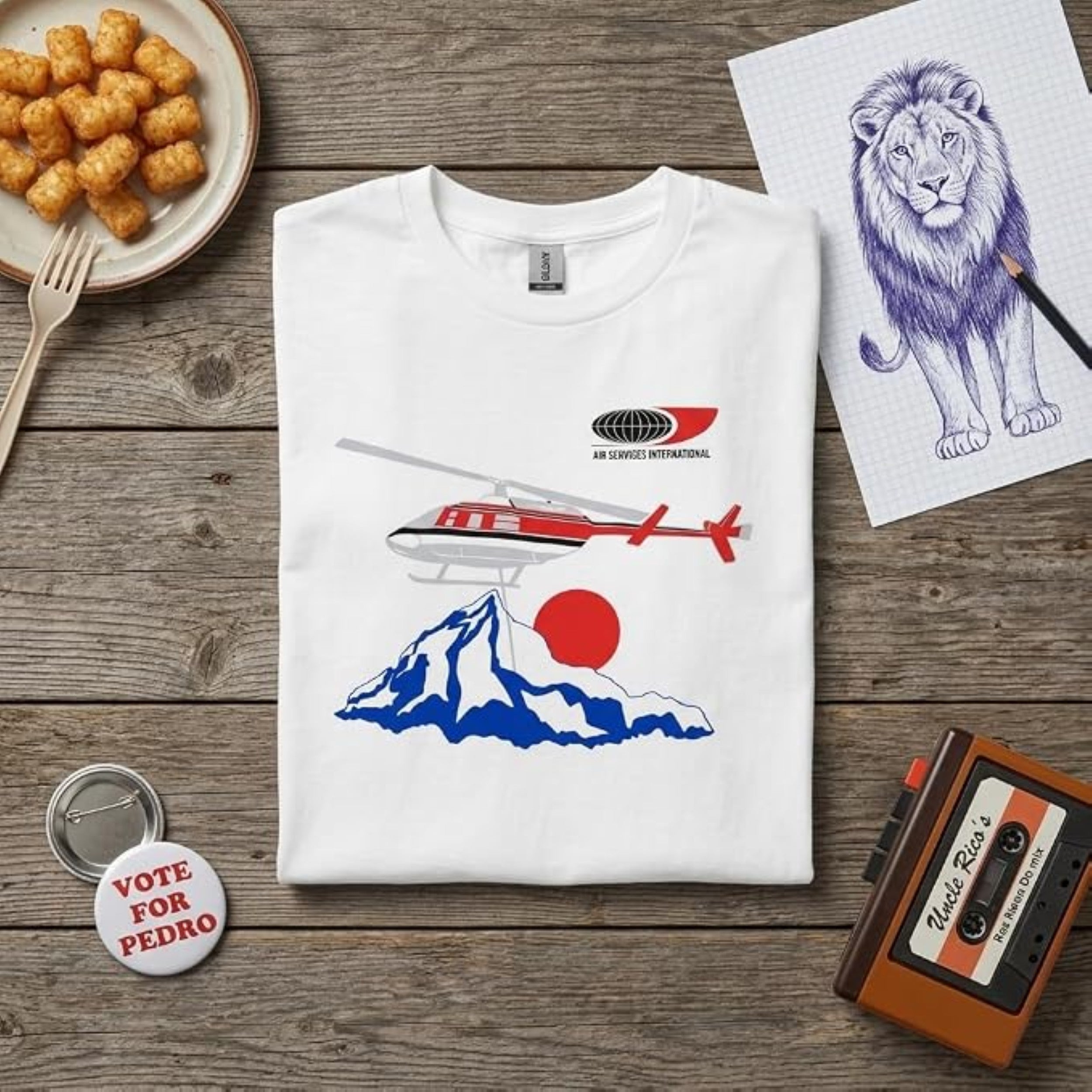 Napoleon Dynamite Air Services International Retro 1990s Adult Unisex Replica Halloween Cosplay Costume T-Shirt