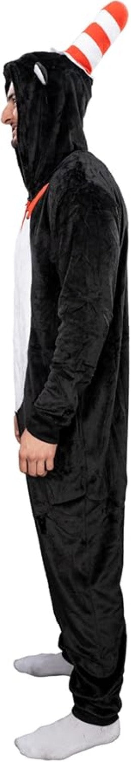 Officially Licensed Dr. Seuss Cat in Hat Adult Unisex Halloween Cosplay Costume Jumpsuit