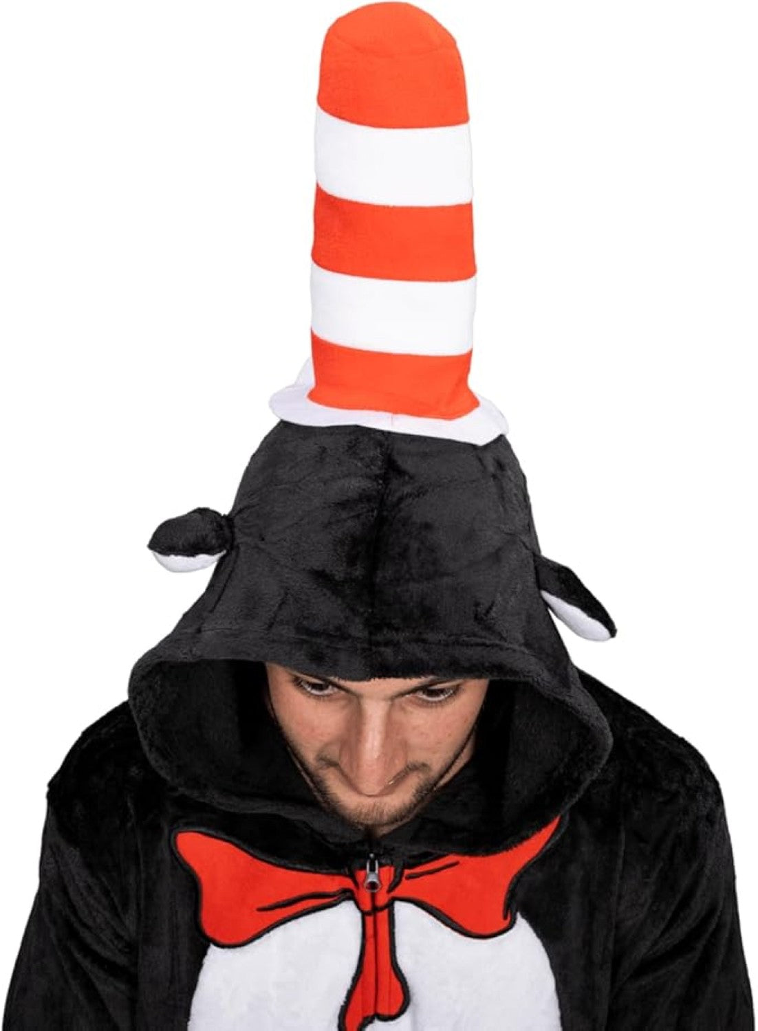 Officially Licensed Dr. Seuss Cat in Hat Adult Unisex Halloween Cosplay Costume Jumpsuit