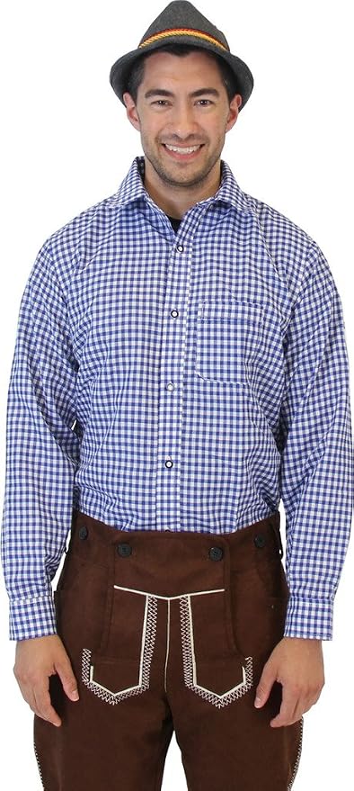 Oktoberfest German Bavarian Trachten Adult Unisex Costume Plaid Shirt (3 Colors)