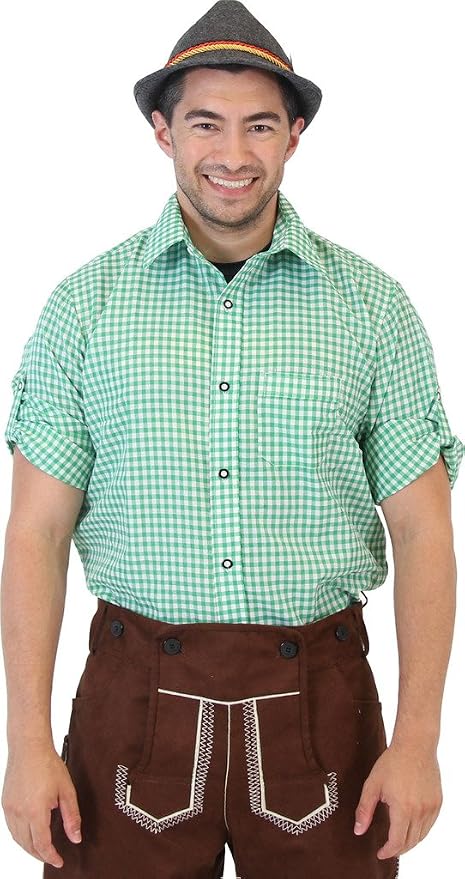 Oktoberfest German Bavarian Trachten Adult Unisex Costume Plaid Shirt (3 Colors)