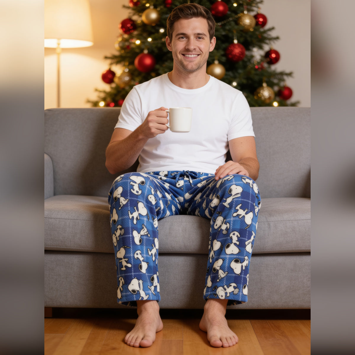 Peanuts Holiday Adult Unisex Blue Sleep Pajama Loungewear Pants