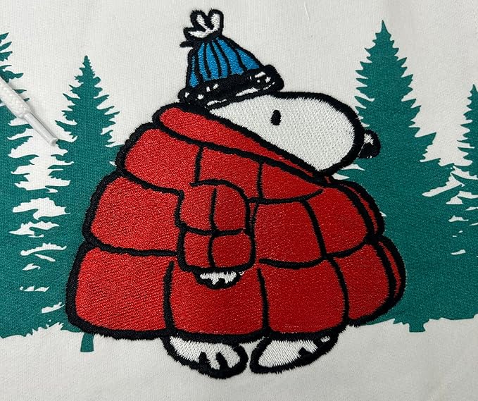 Officially Licensed Peanuts Snoopy Stay Cozy Embroidered Hoodie Adult Unisex Pullover