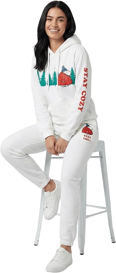 Officially Licensed Peanuts Snoopy Stay Cozy Embroidered Hoodie Adult Unisex Pullover
