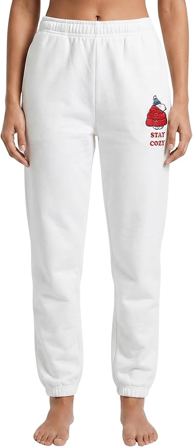 Officially Licensed Peanuts Snoopy Stay Cozy Embroidered Adult Unisex Sweatpants