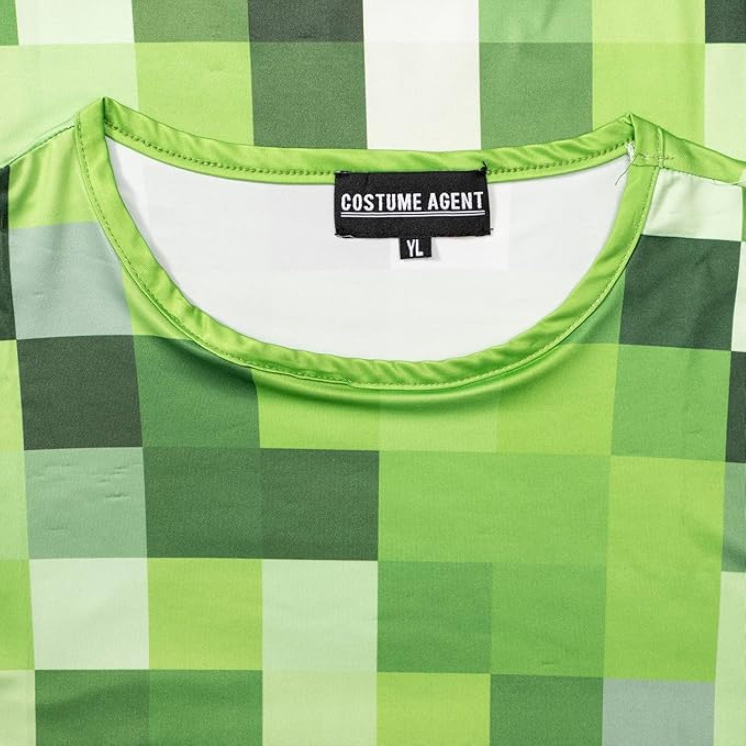 Pixelated Blocks Youth Halloween Costume T-Shirt Big Pixel Style Cosplay Top for Kids Blue or Green