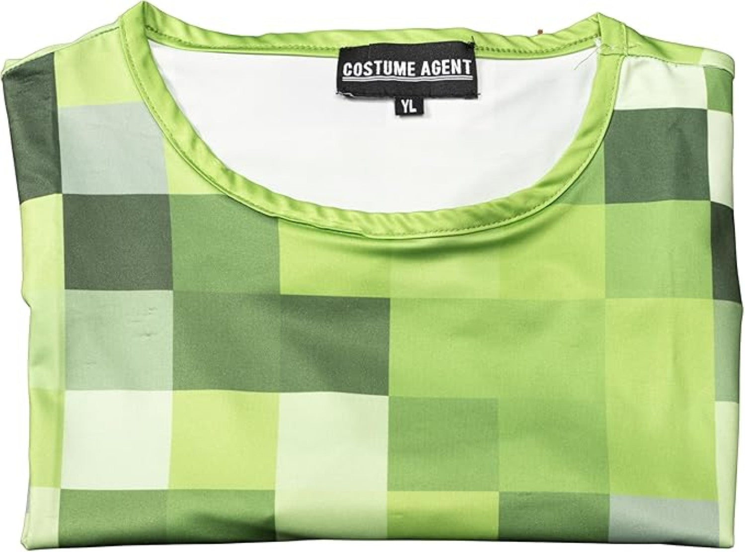 Pixelated Blocks Youth Halloween Costume T-Shirt Big Pixel Style Cosplay Top for Kids Blue or Green