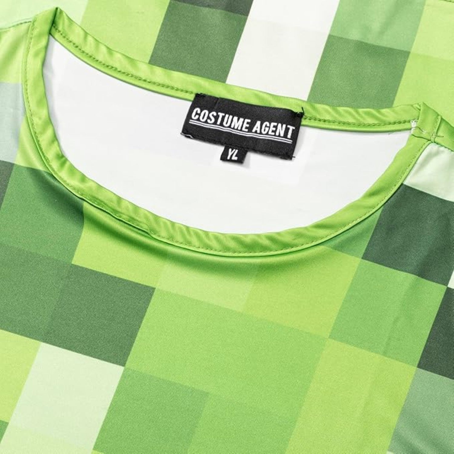 Pixelated Blocks Youth Halloween Costume T-Shirt Big Pixel Style Cosplay Top for Kids Blue or Green