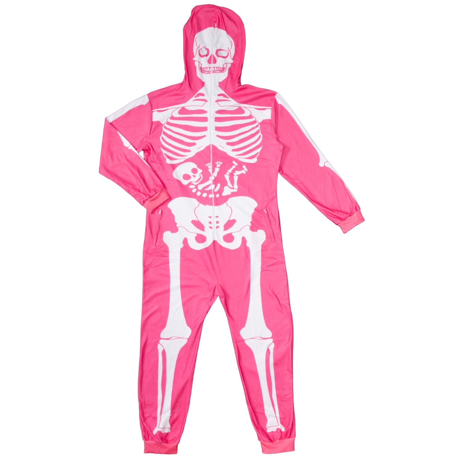 Women's Pink Skeleton Halloween Costume Cosplay Jumpsuit (With Mask)