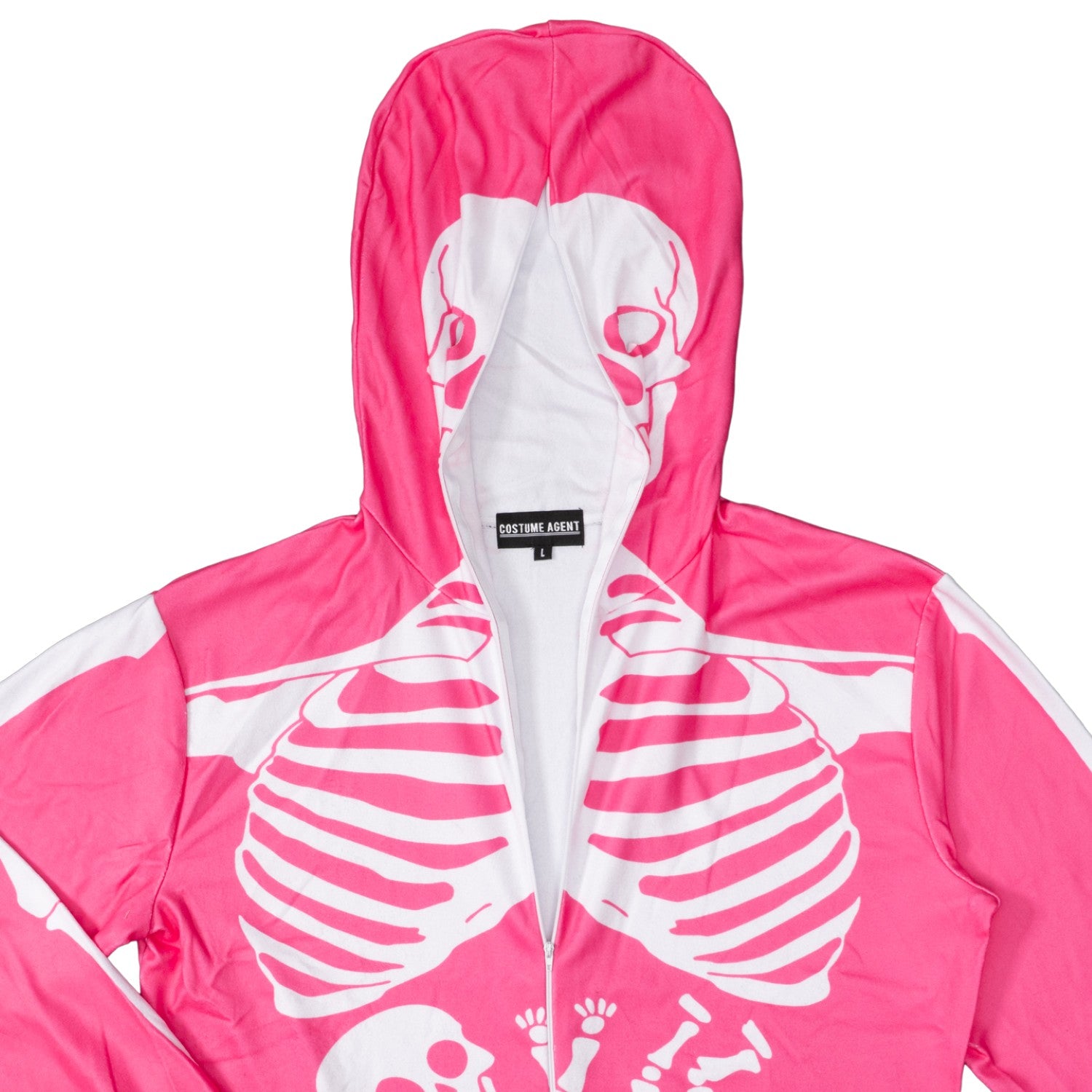 Women's Pink Skeleton Halloween Costume Cosplay Jumpsuit (With Mask)