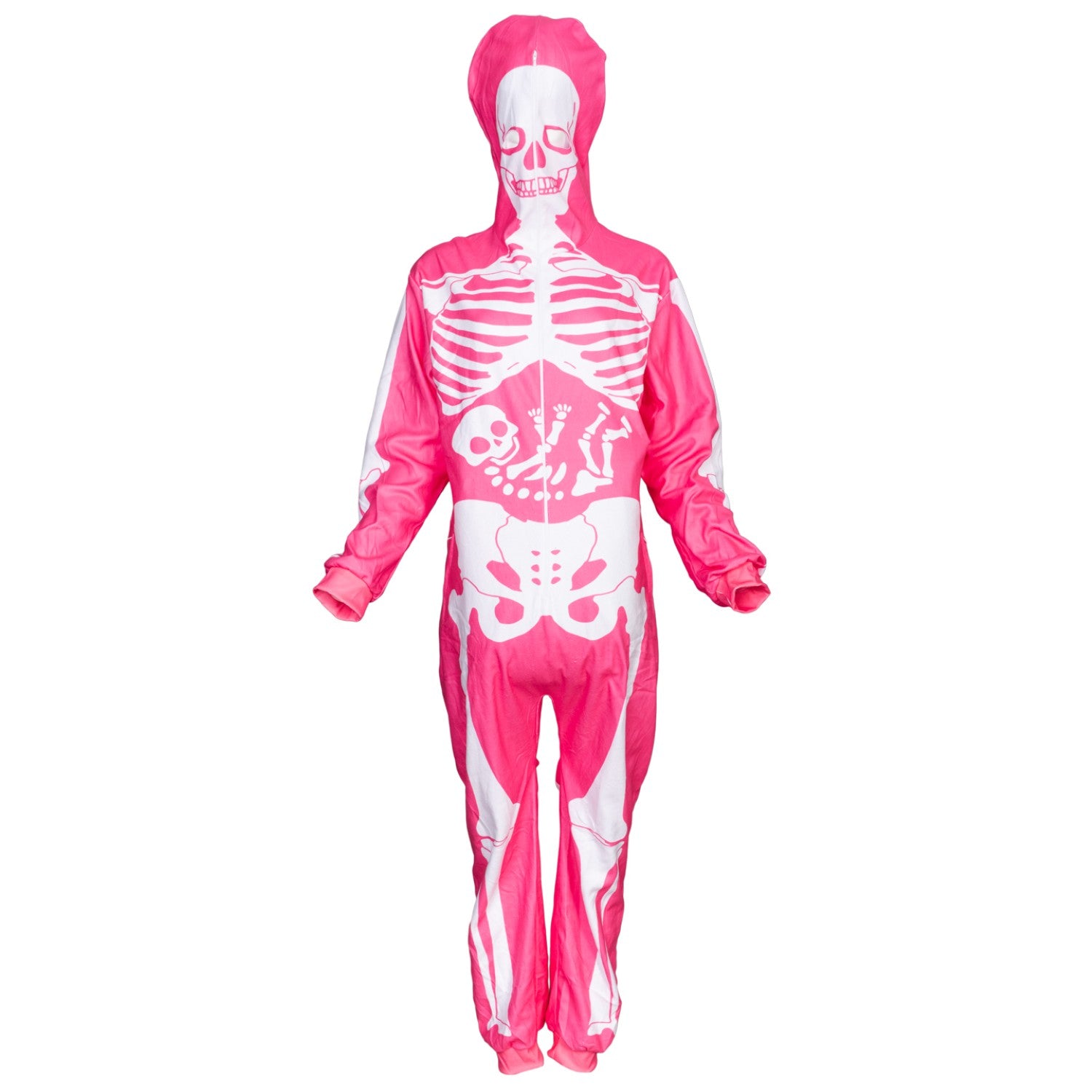 Women's Pink Skeleton Halloween Costume Cosplay Jumpsuit (With Mask)