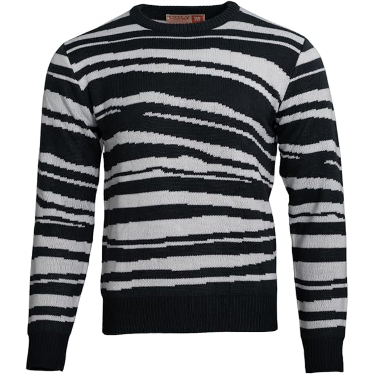 Pugley Spooky Black and White Sweater for Cosplay Perfect for Your Spooky Family Halloween Costume Front