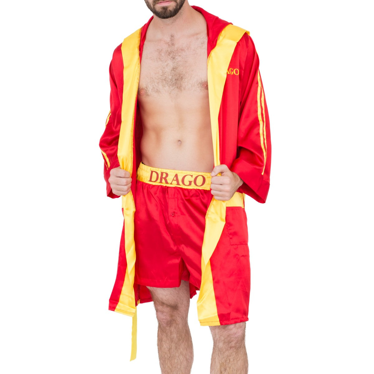 Red Ivan Drago Satin Robe and Short Set-rockyrobesetDRAGO-15
