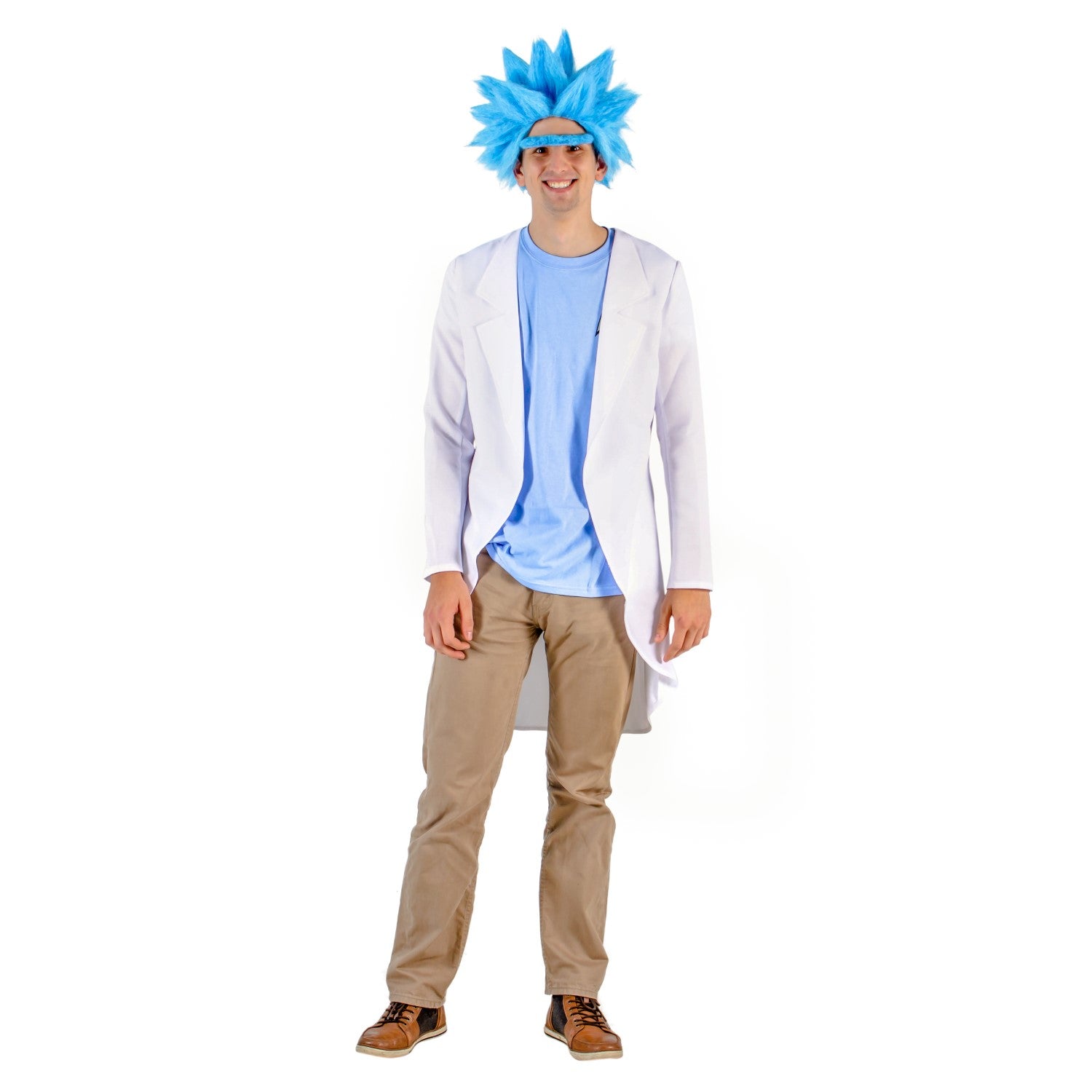 Adult Deluxe Ricky Sanchez Blue Wig and Eyebrow Halloween Costume Cosplay Accessory