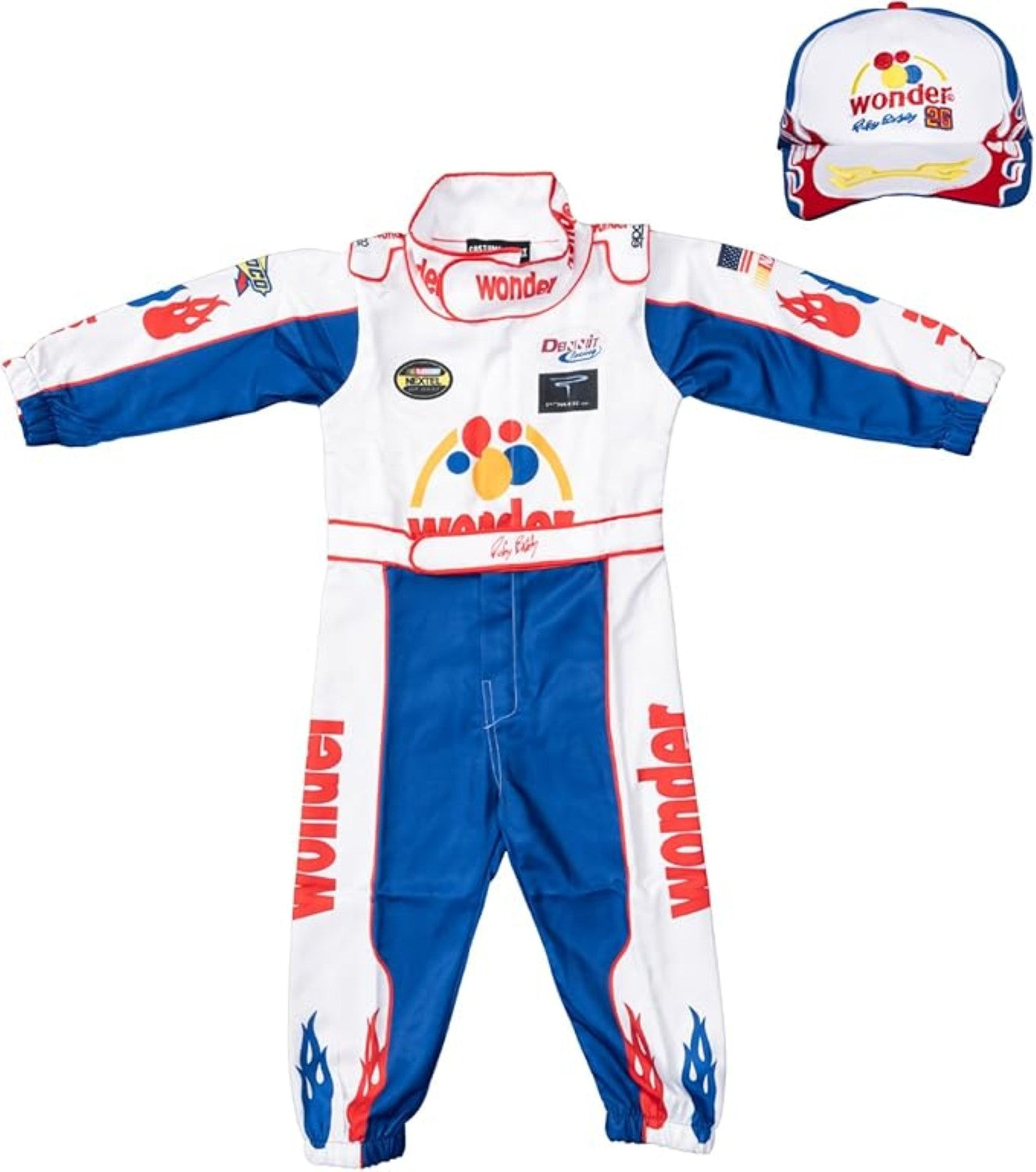 Ricky Bobby Movie Kids Toddler Halloween Costume Cosplay Jumpsuit & Hat