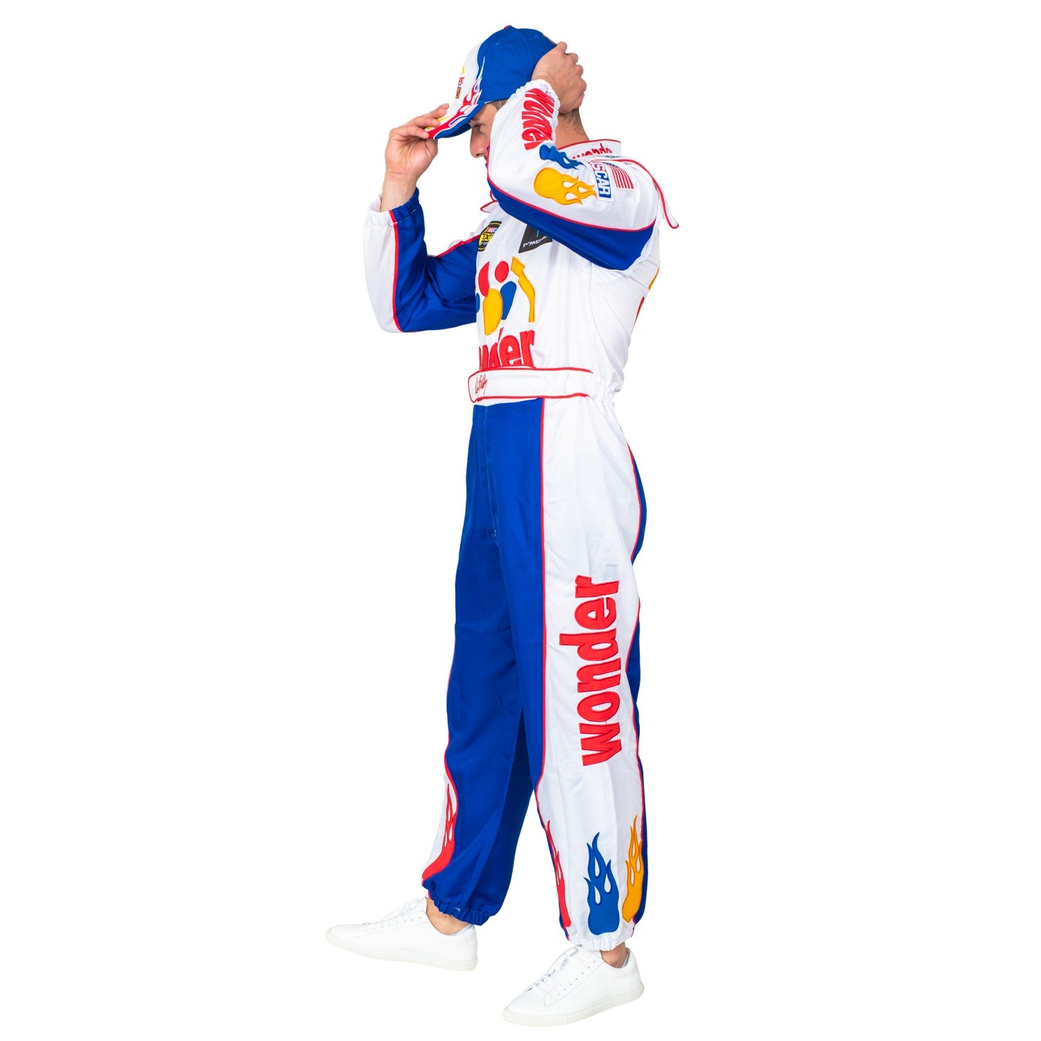 WonderBread Jumpsuit: Ricky Bobby Race Driver Costume Mashup (No Embroidery) for Adult Halloween Cosplay