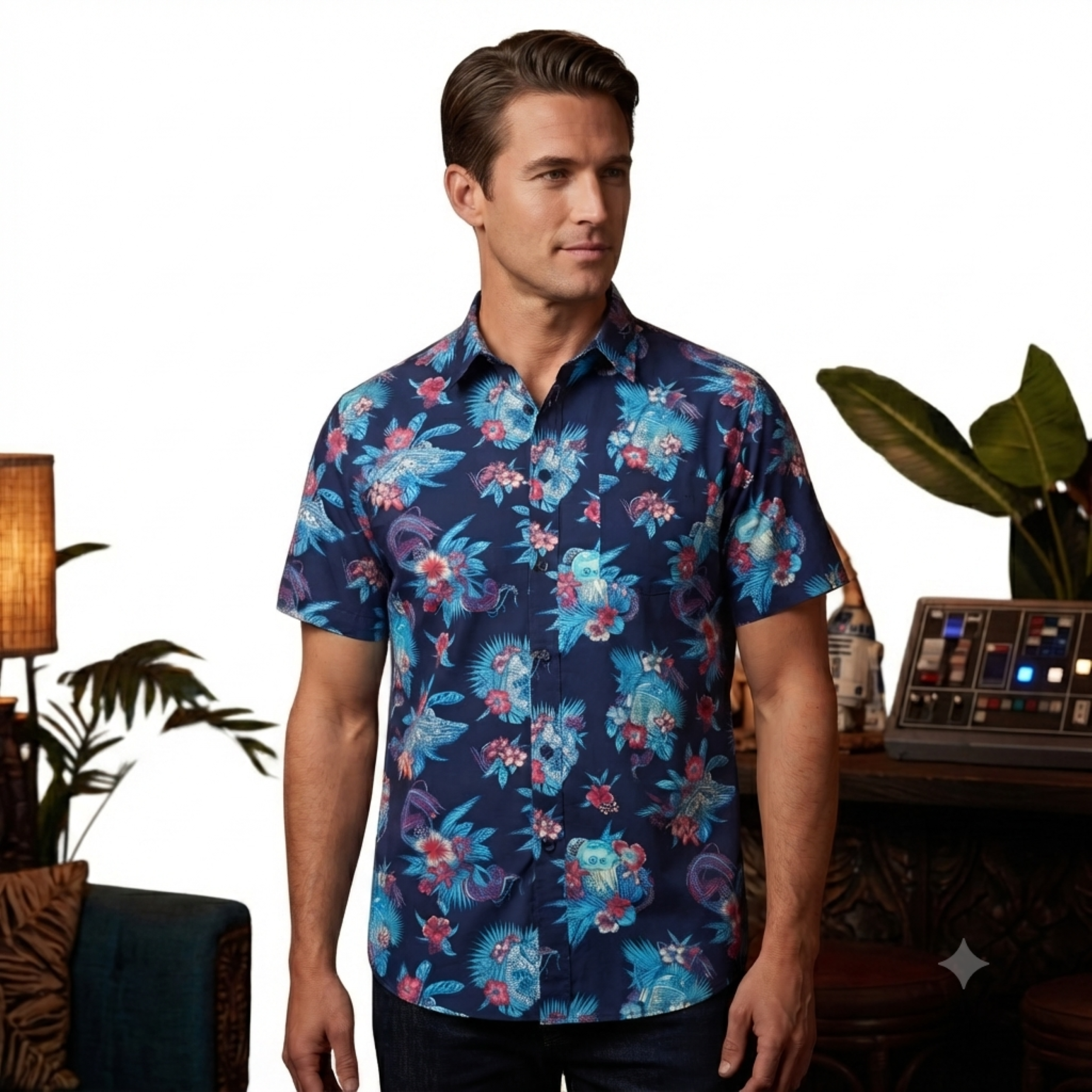 Star Wars Floral Button Up Adult Unisex Gift Idea Shirt