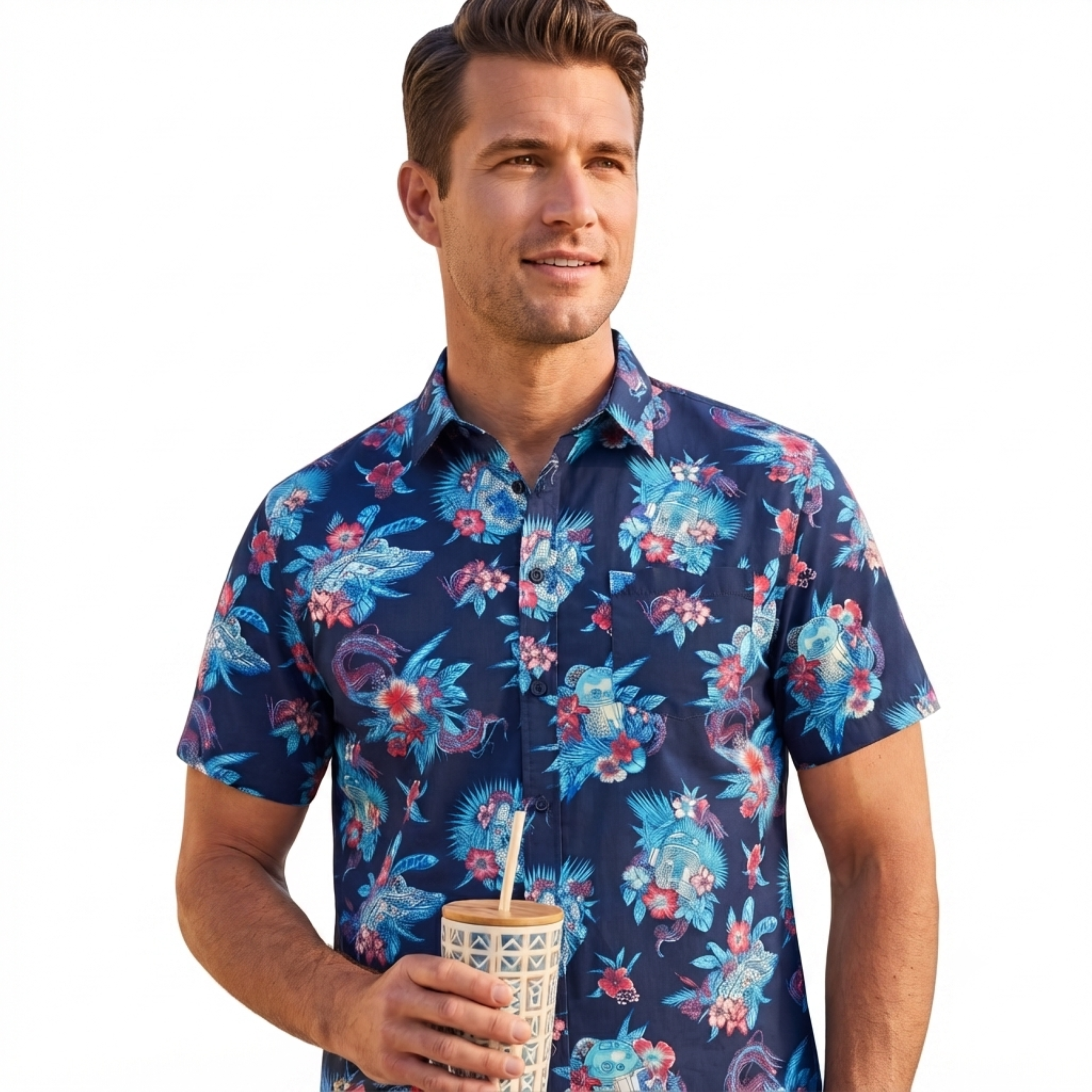 Star Wars Floral Button Up Adult Unisex Gift Idea Shirt