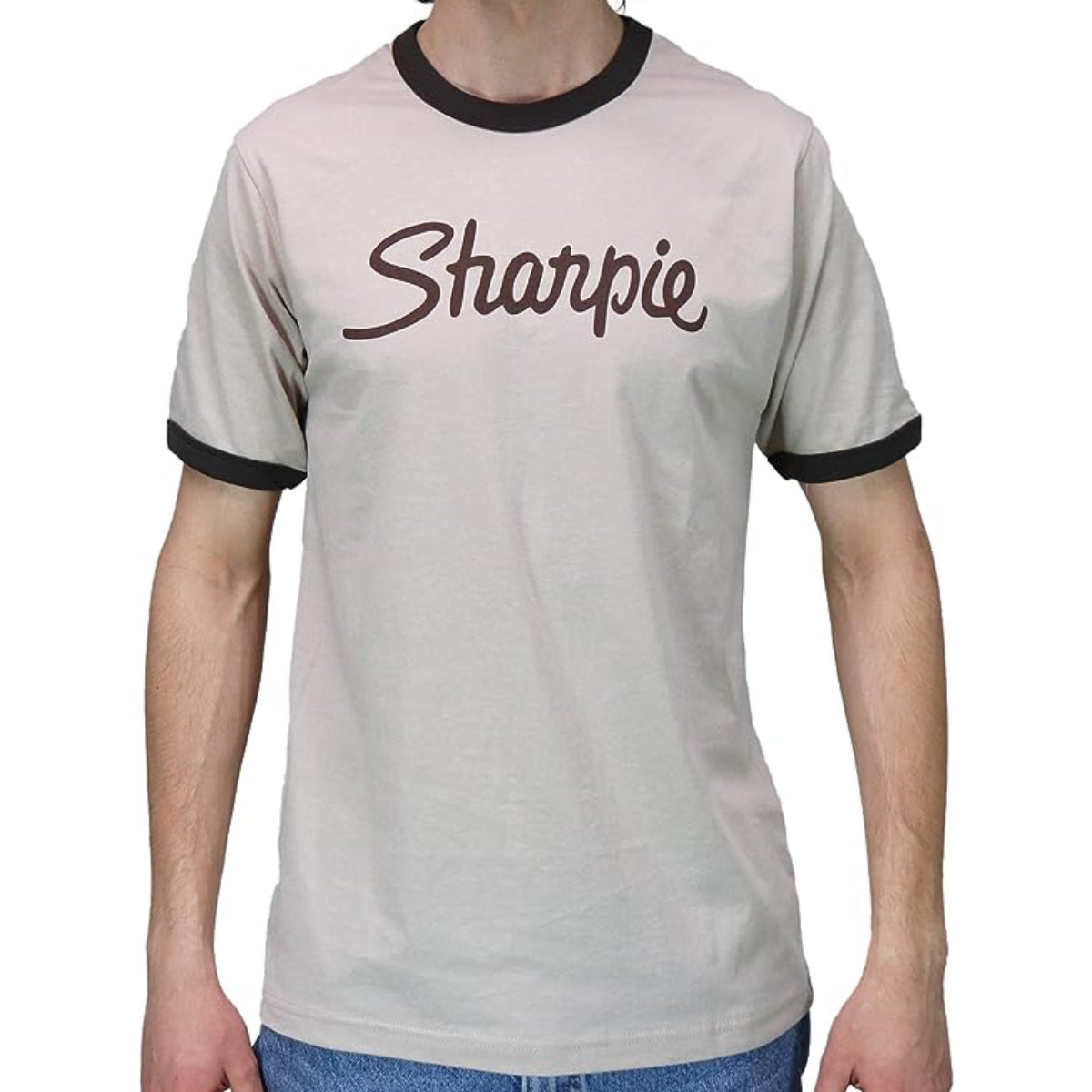 Scott Pilgrim Sharpie Ringer Shirt Heather Brown Pilgrim Rock Band Adult T-Shirt Brand Logo