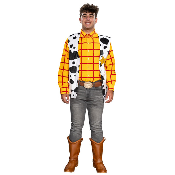 Sheriff Woody Cowboy Adult Halloween Cosplay Costume Set (Shirt, Vest,