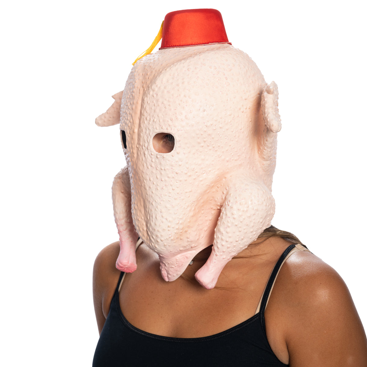 Friends Monica Turkey Mask with Fez Halloween Costume Set Side View
