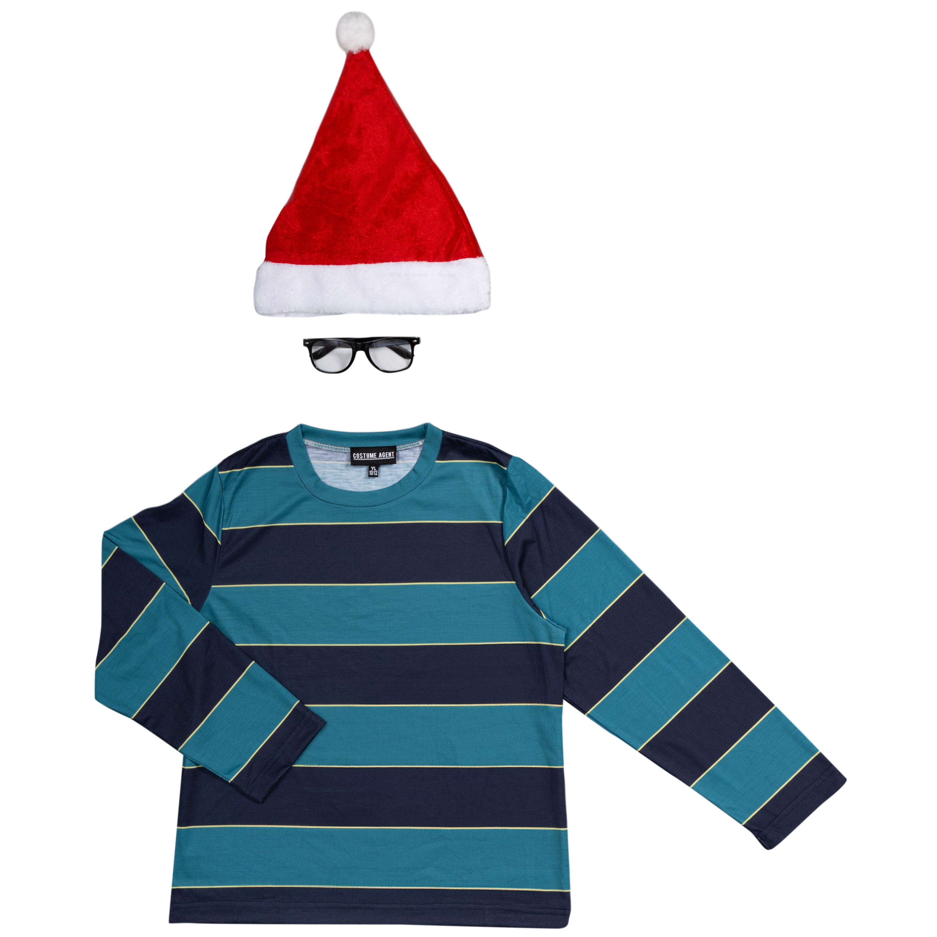 Home Sweet Home Striped Youth Shirt, Santa Hat, Glasses