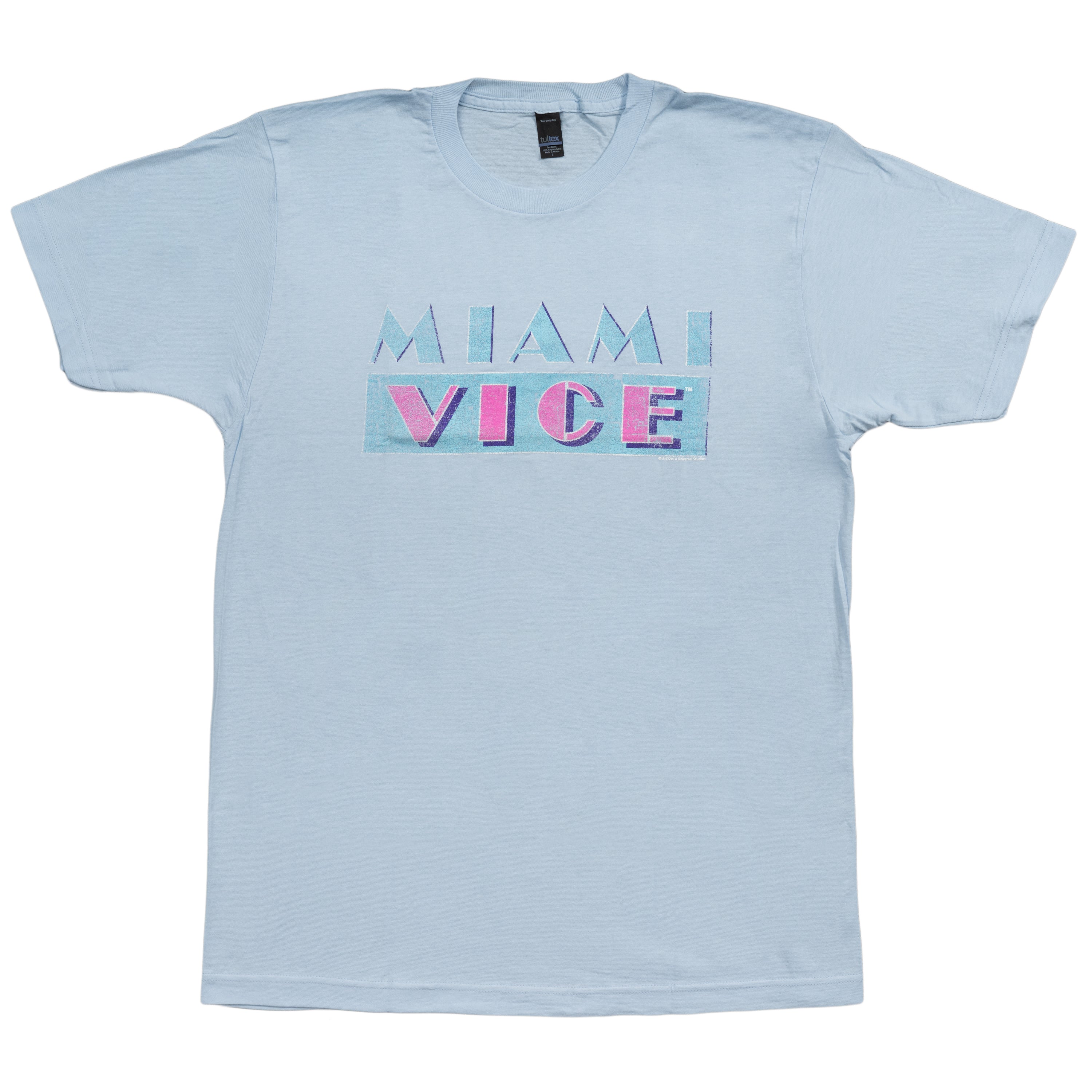 Miami Vice Distressed Logo Adult Light Blue T-Shirt