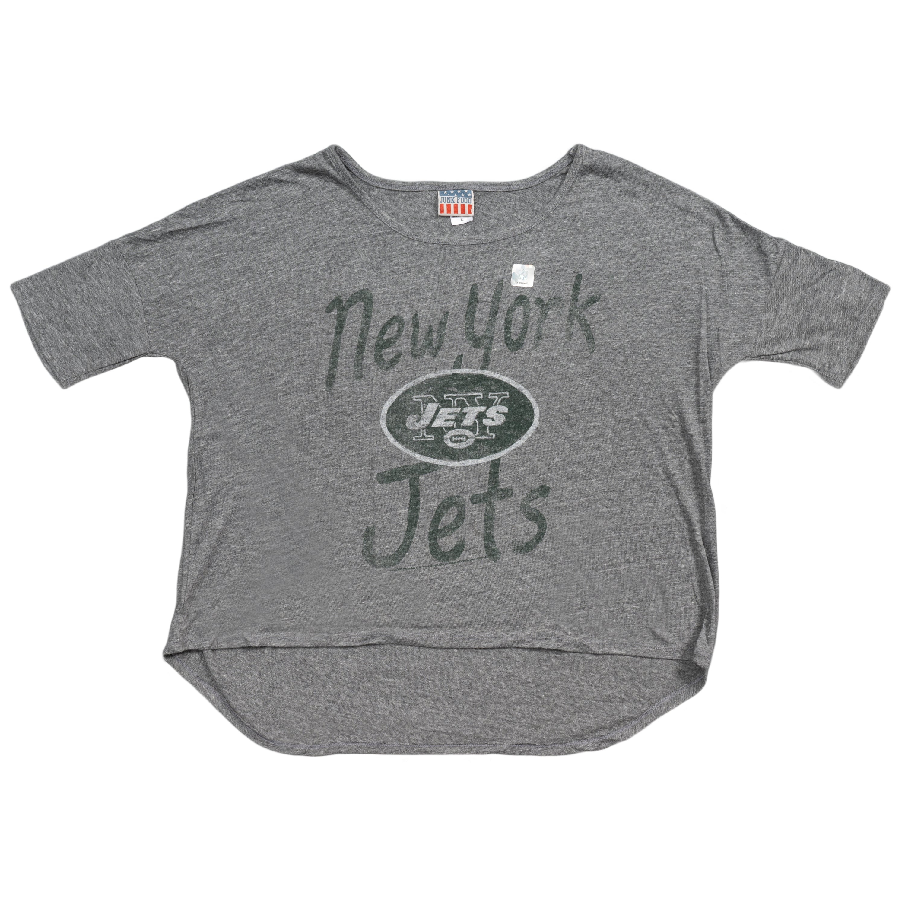 New York Jets Bring It Home Vintage Gameday Juniors Slouch Steel T-shirt