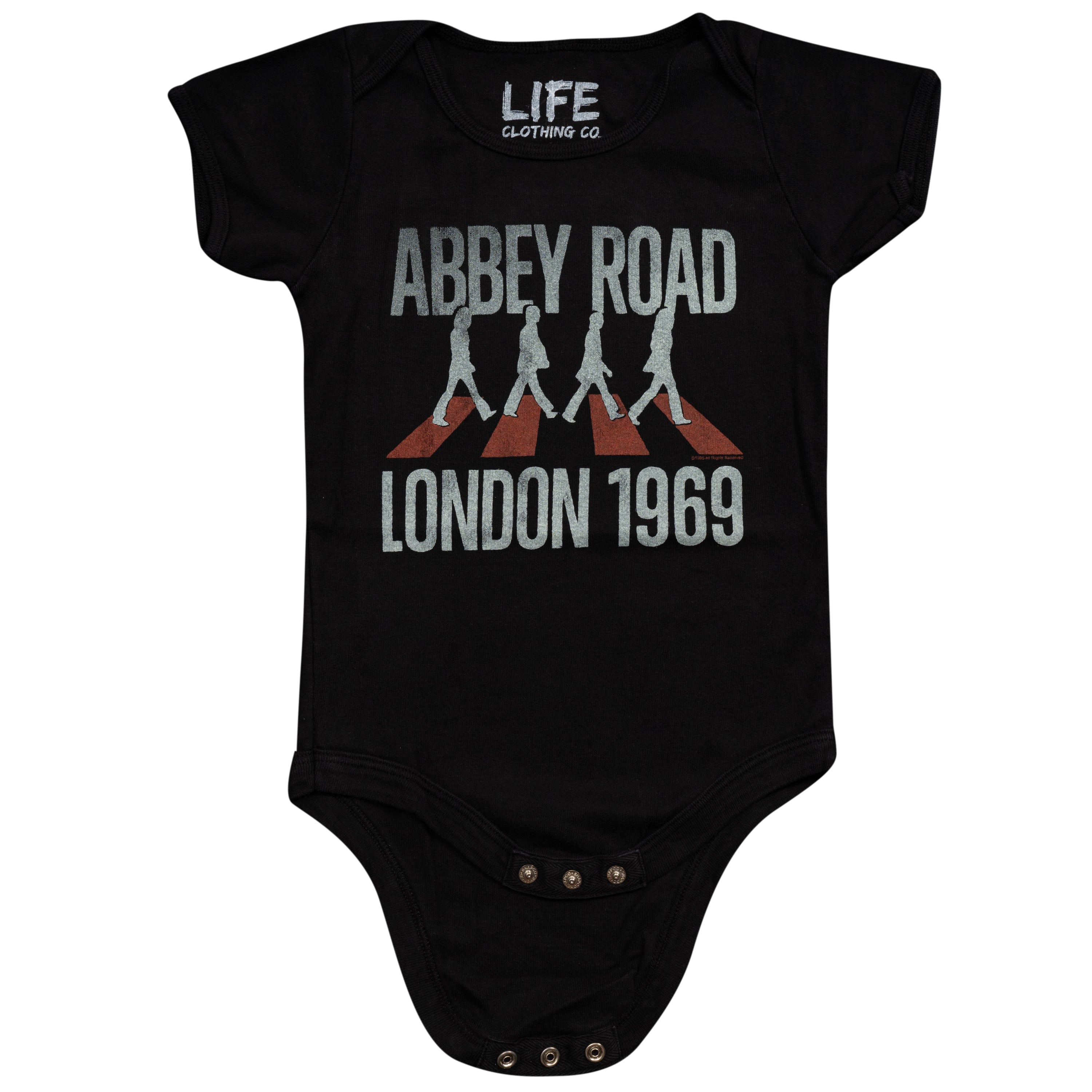 The Beatles Abbey Road London 1969 Black Infant Baby One Piece Romper