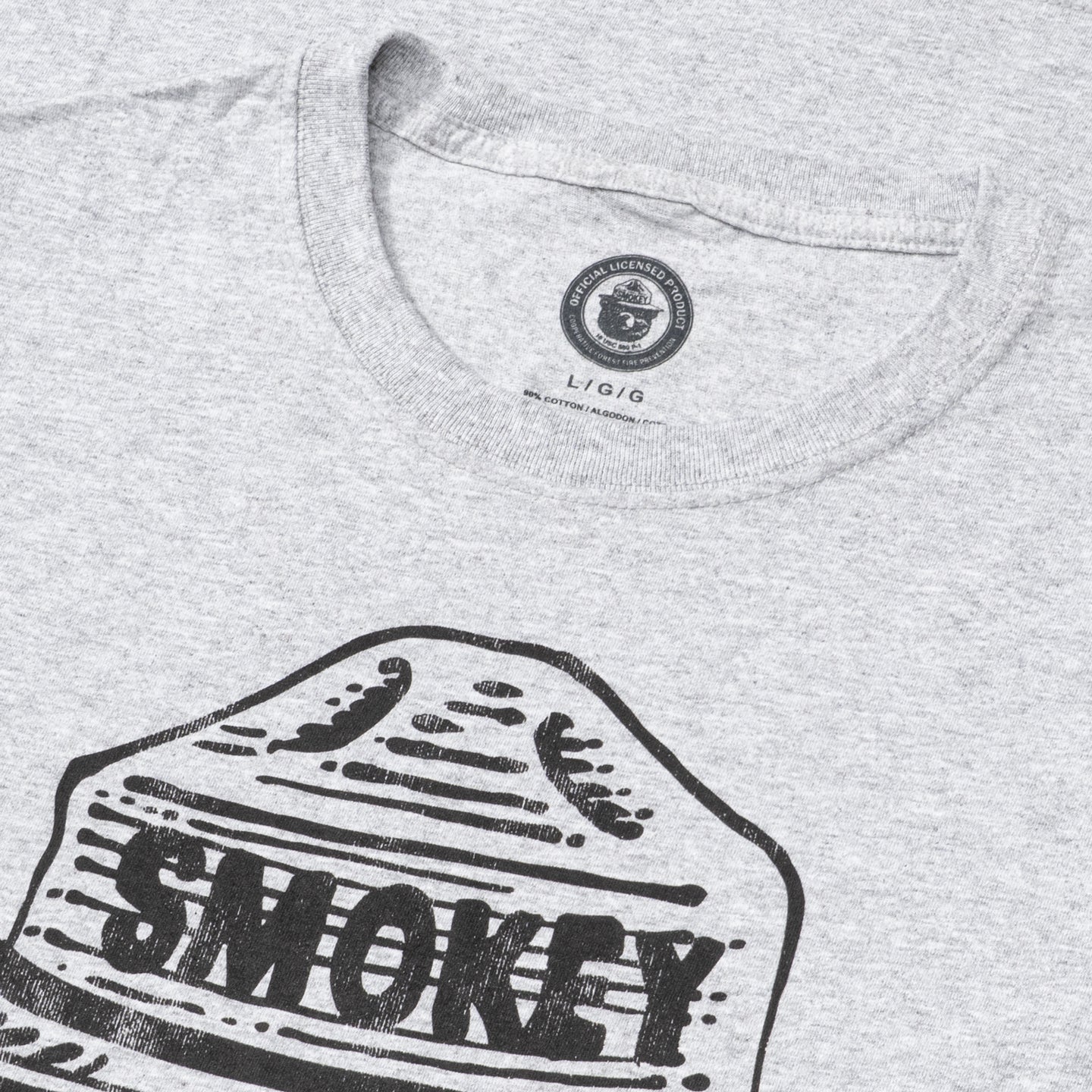 Smokey the Bear Adult Unisex Tonal Gray T-Shirt