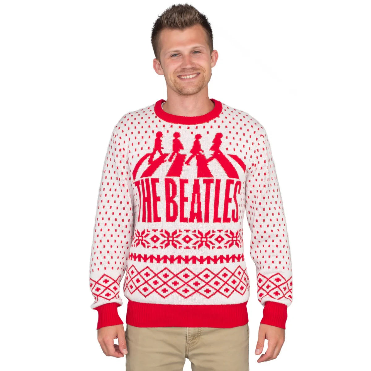 The Beatles Abbey Road LP Cover Red White Unisex Ugly Christmas Sweater