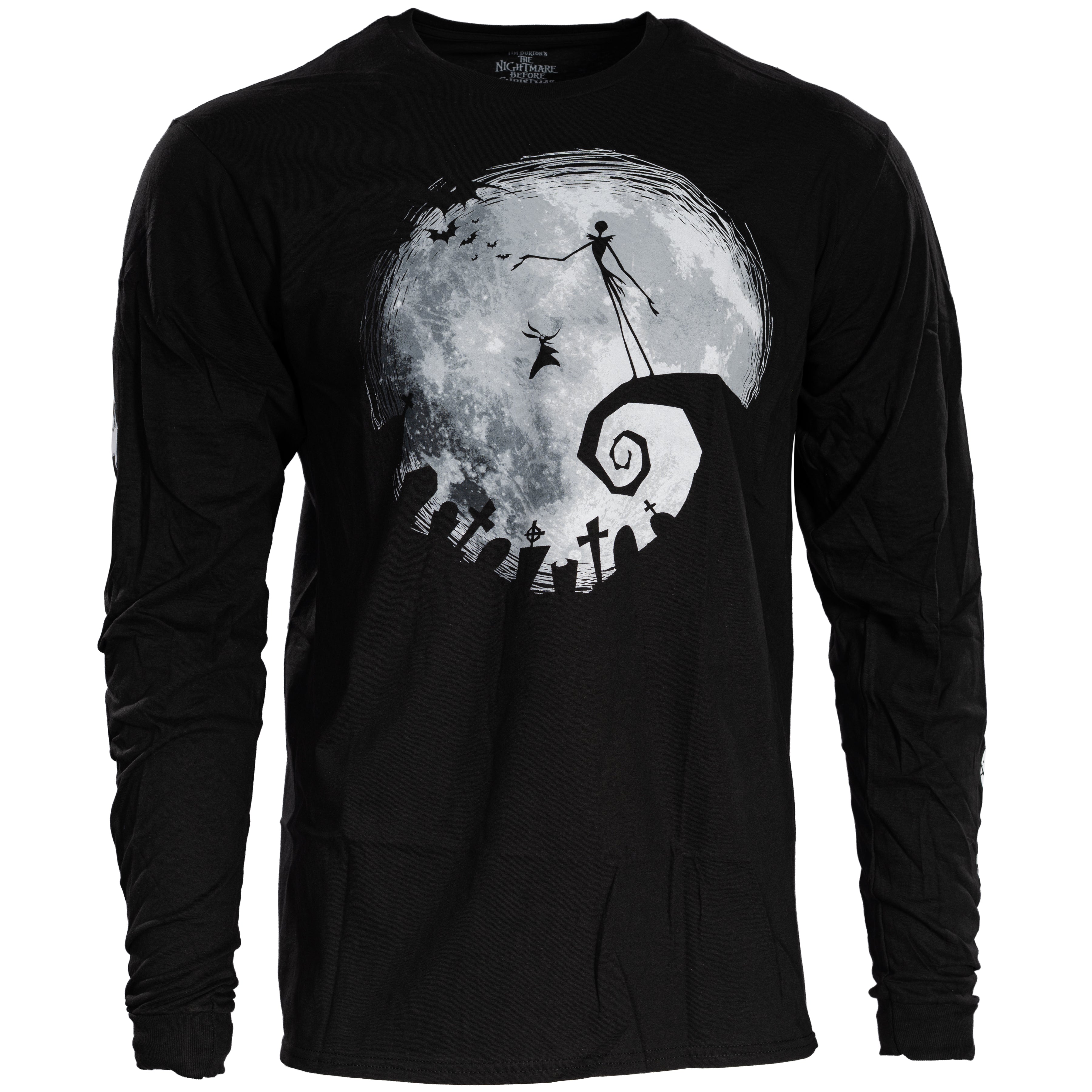 The Nightmare Before Christmas Moon Long Sleeve Adult Unisex Shirt Black