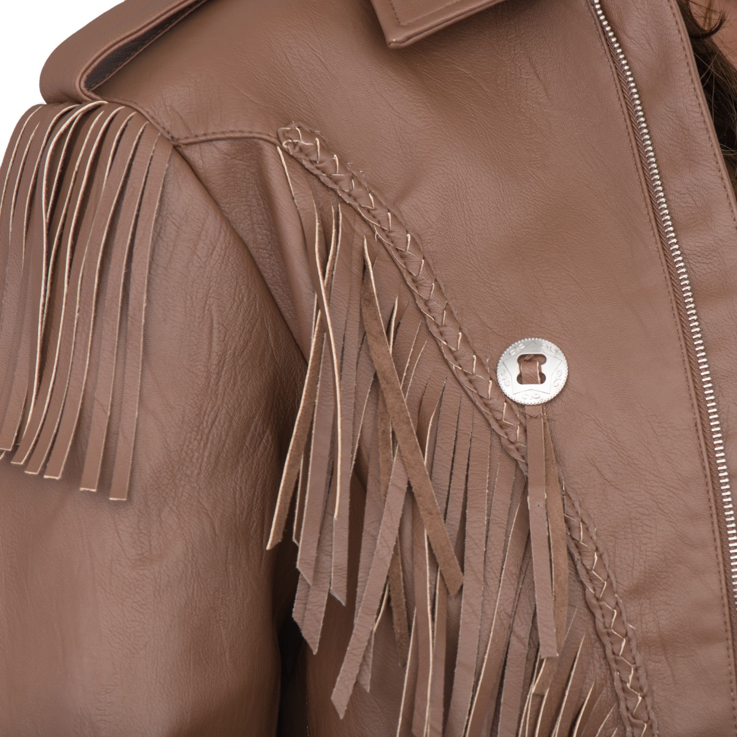 Cowboy Traditional Leather Western Jacket with Fringe Halloween Costume