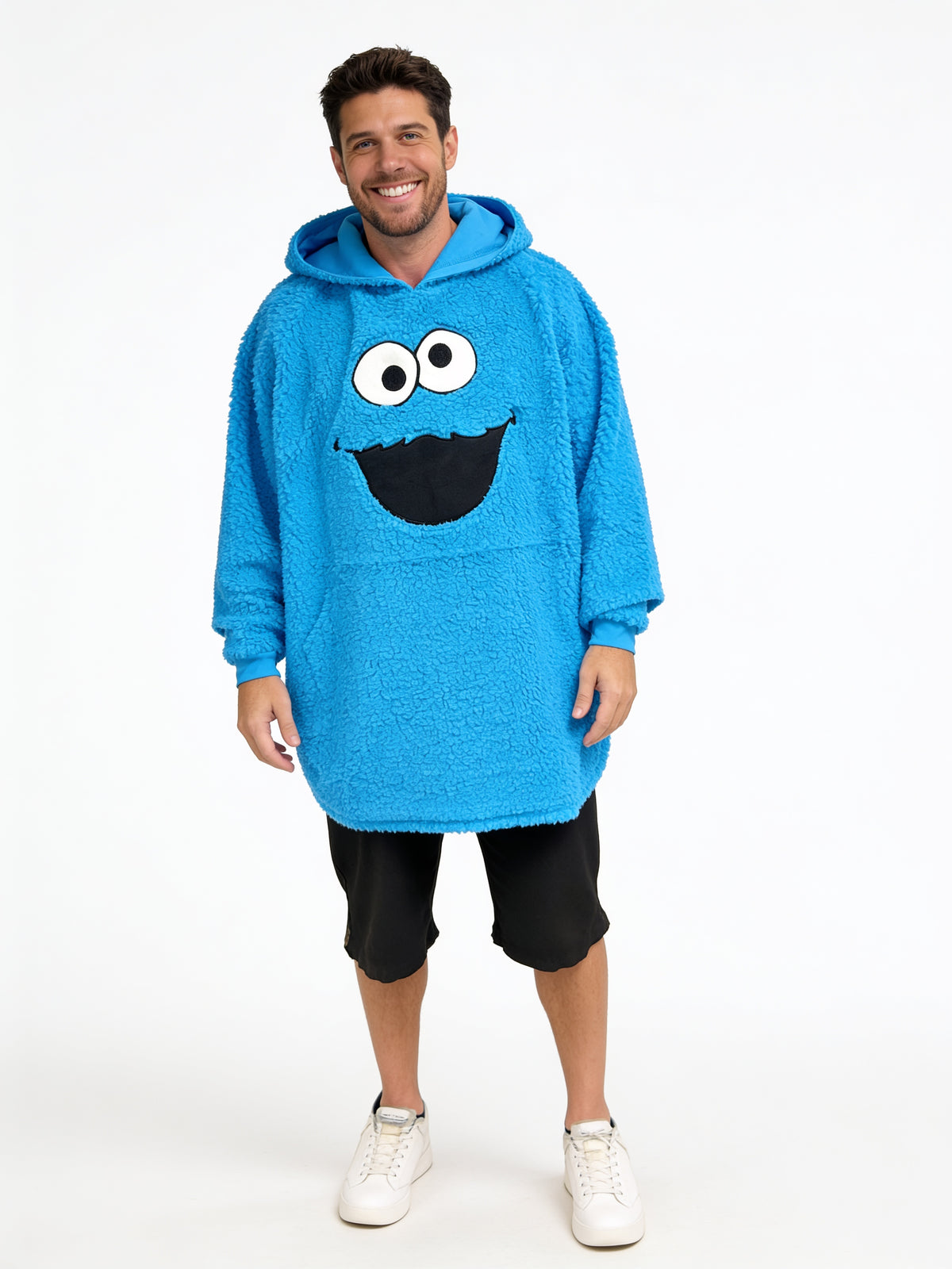Cookie Monster Adult Unisex One Size Fits All Fleece Hooded Poncho