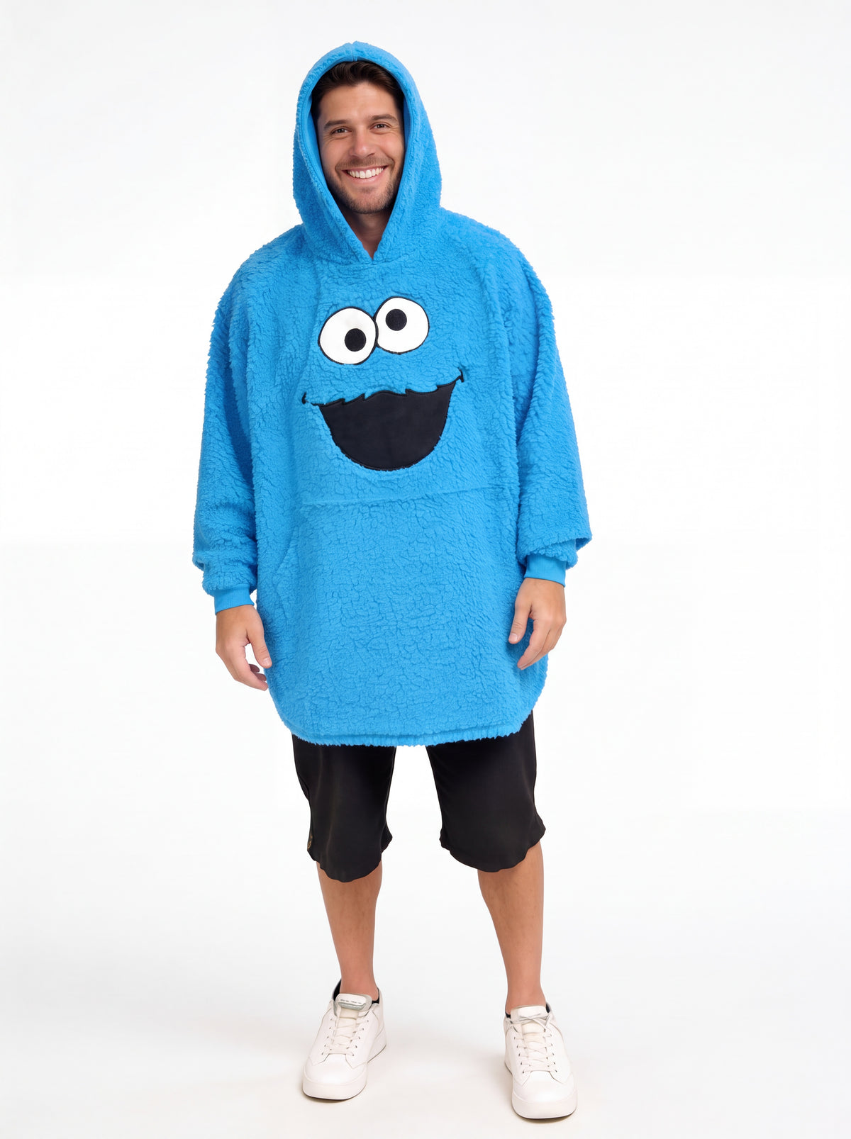Cookie Monster Adult Unisex One Size Fits All Fleece Hooded Poncho