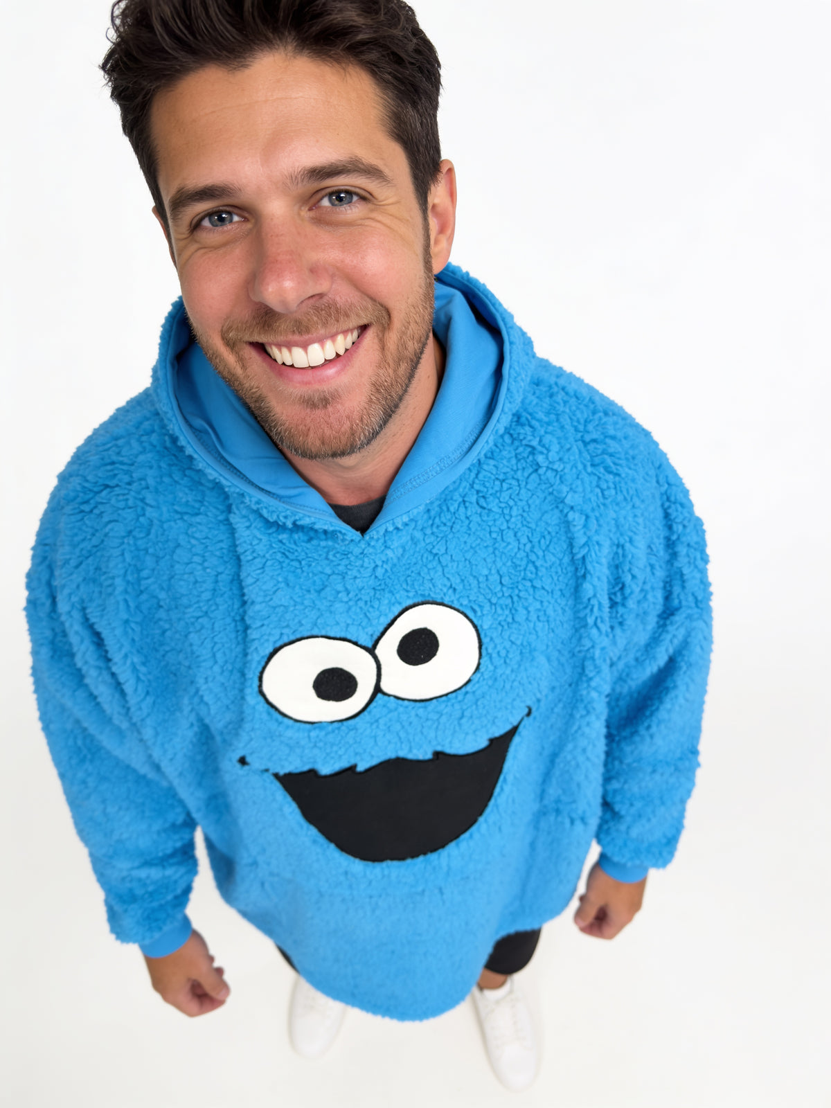 Cookie Monster Adult Unisex One Size Fits All Fleece Hooded Poncho