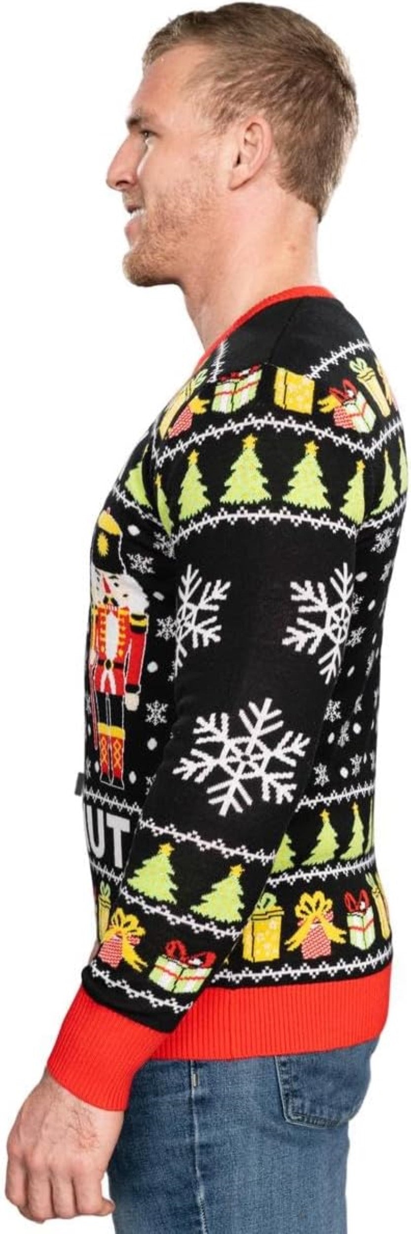 Funny Crack Deez Nuts Nutcracker Santa Knitted Ugly Christmas Sweater