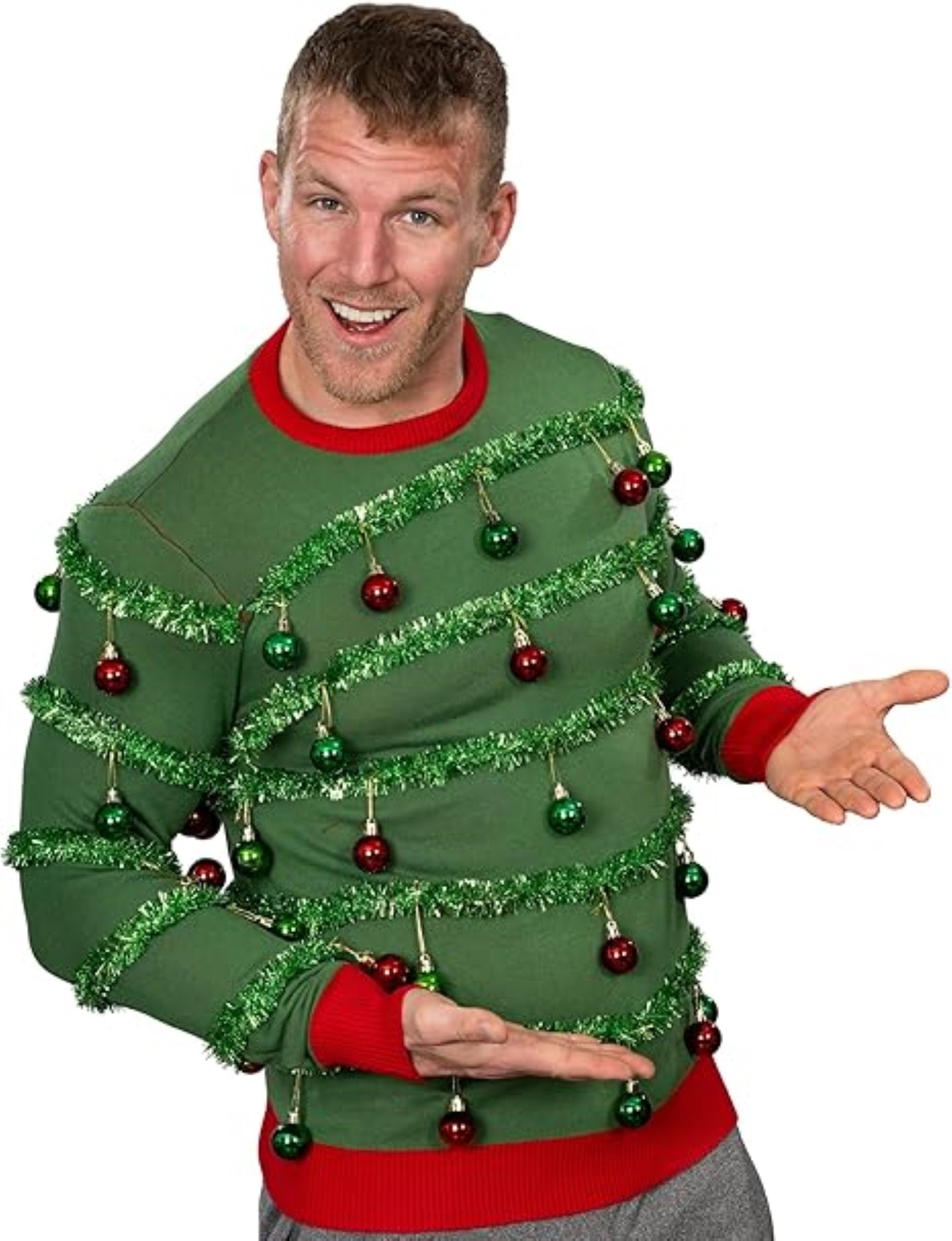 3D Holiday Tree Garland/Ornaments Funny Adult Unisex Ugly Christmas Sweater