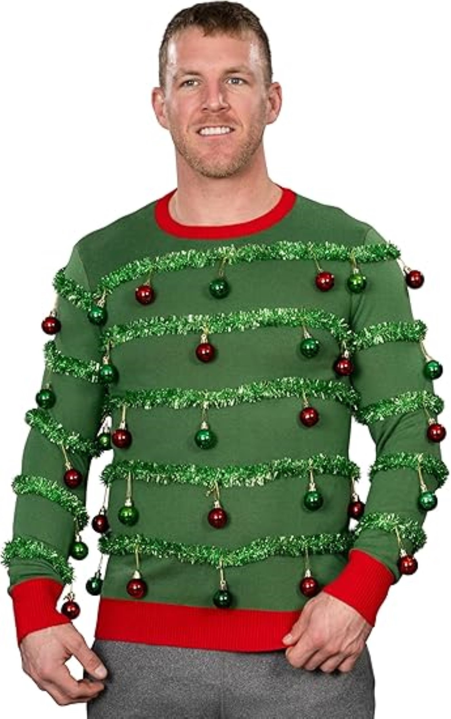 3D Holiday Tree Garland/Ornaments Funny Adult Unisex Ugly Christmas Sweater