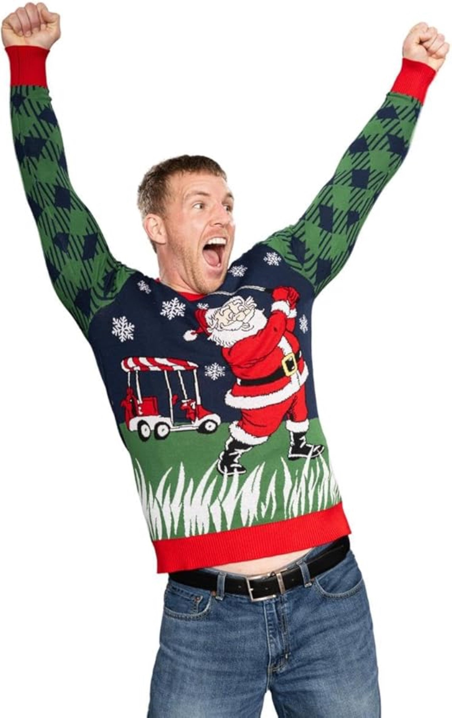 Golfing Santa Claus Adult Unisex Ugly Christmas Sweater