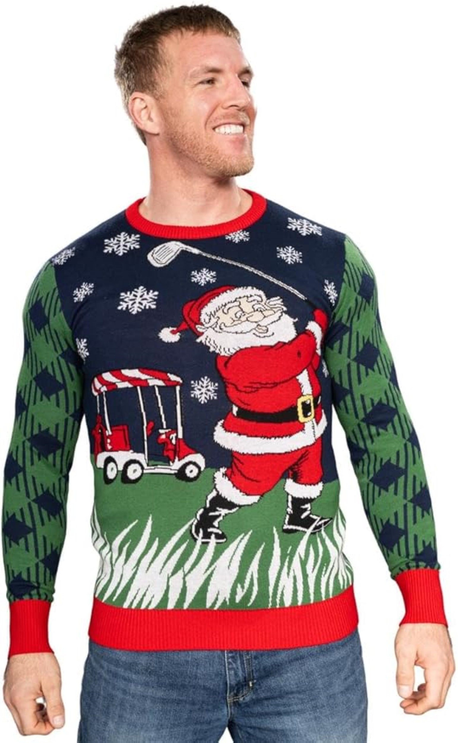 Golfing Santa Claus Adult Unisex Ugly Christmas Sweater