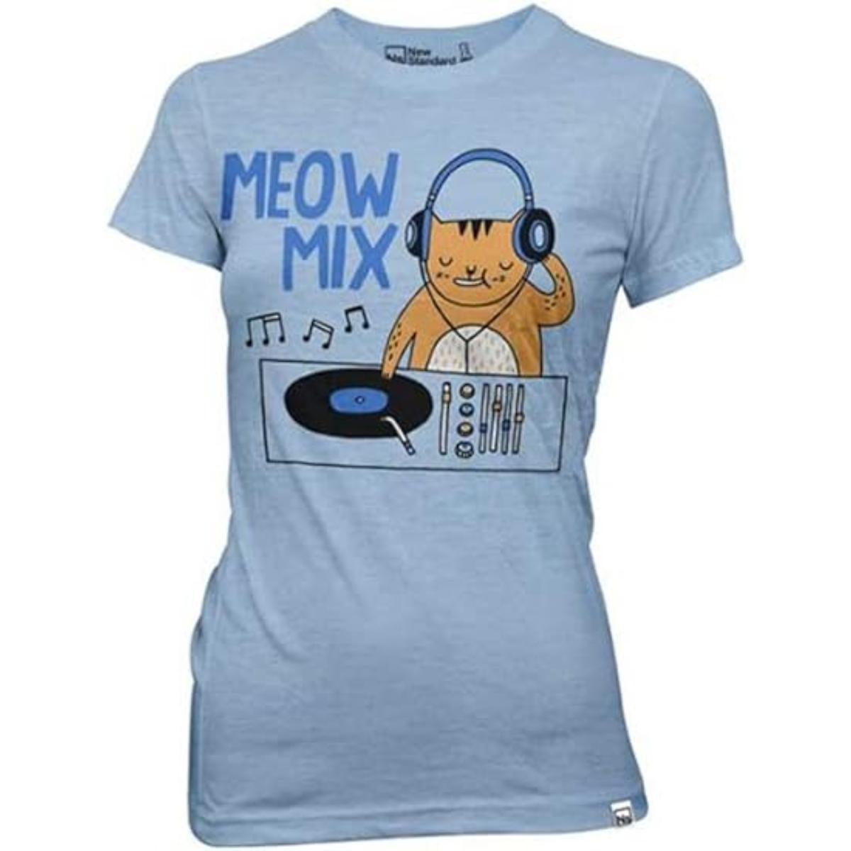 Gemma Correll Meow Mix Light Blue Juniors T-Shirt