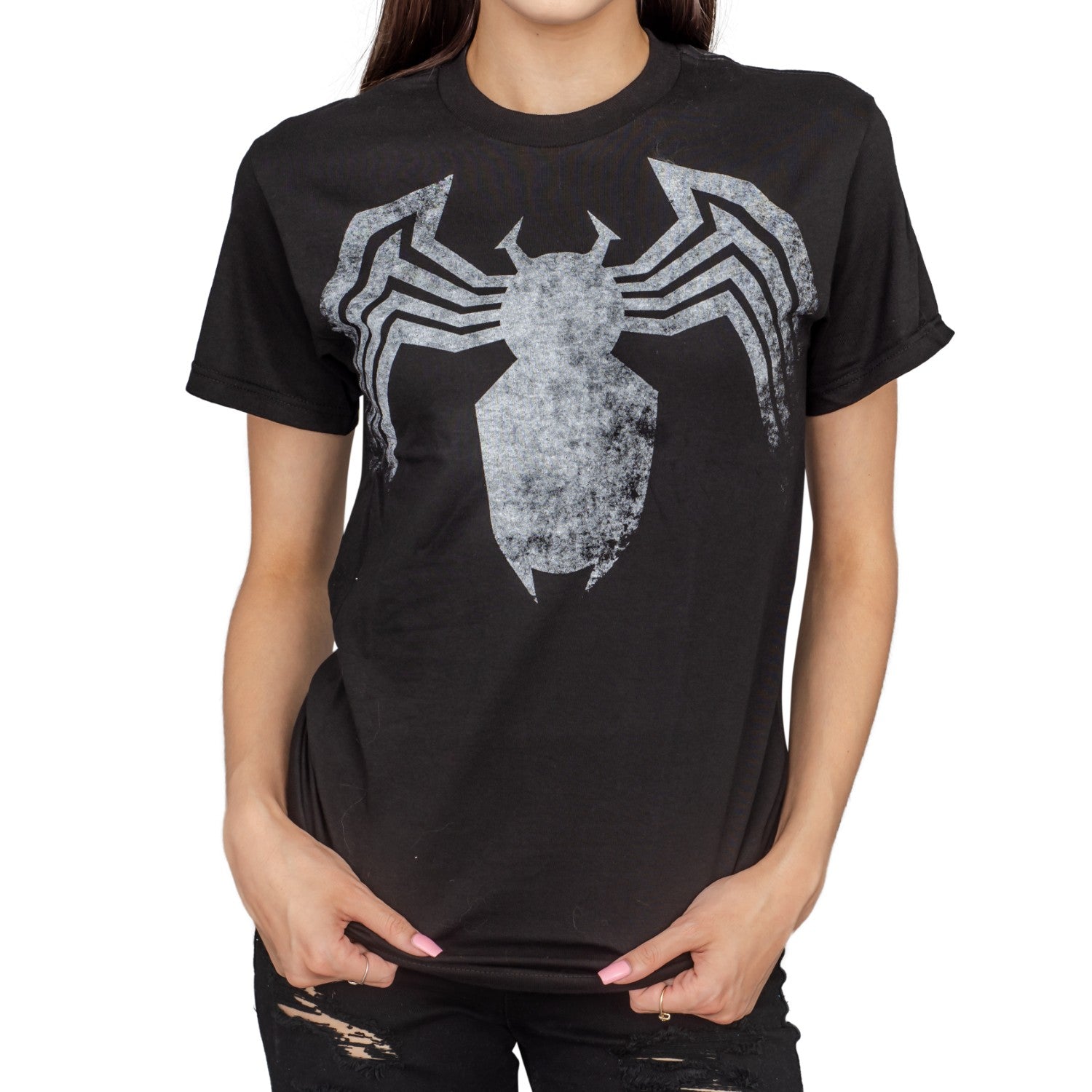 Adult Unisex Spider-Man Venom Spider Legs Faded Black T-shirt