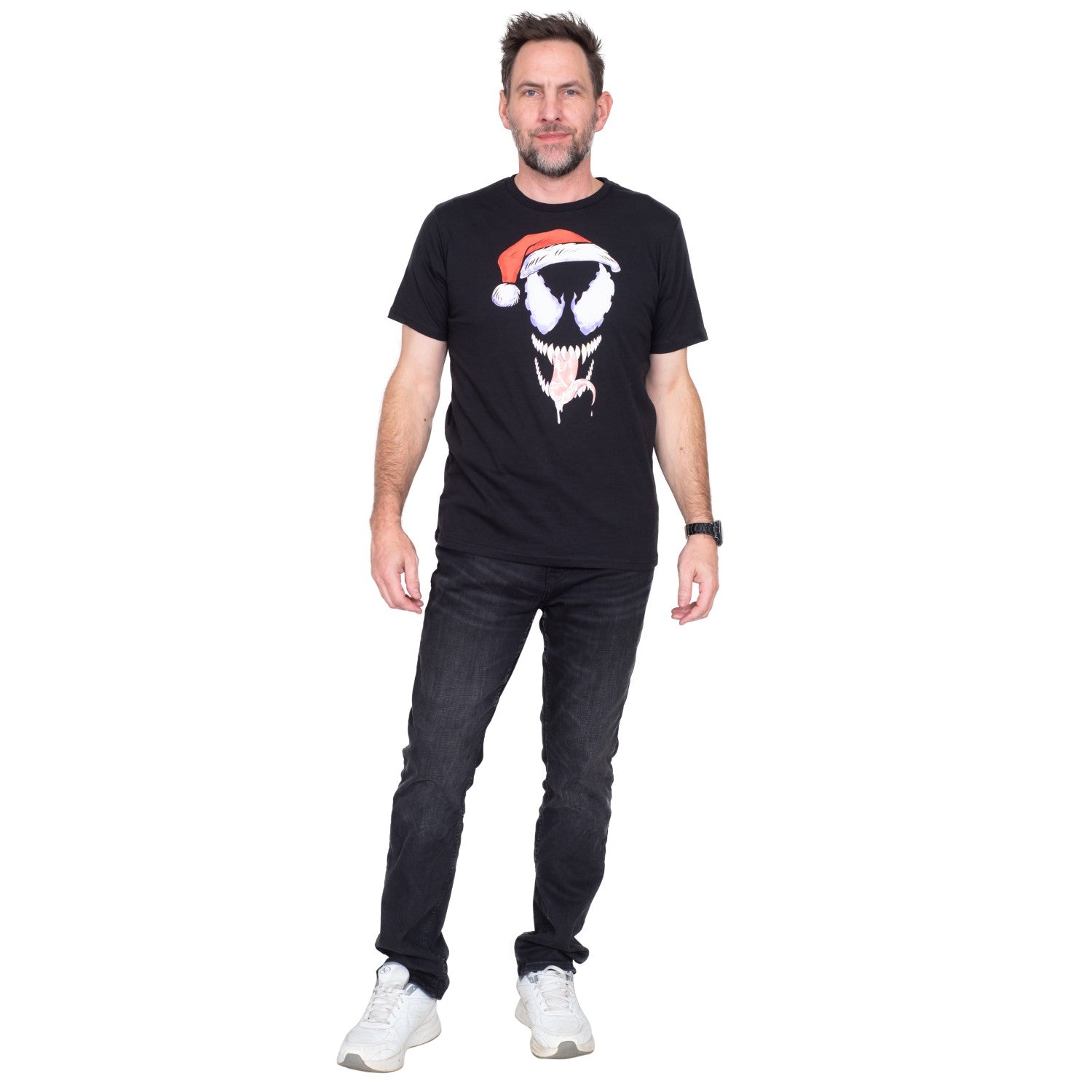 Venom Santa Hat Adult Unisex Short Sleeve Black T-Shirt
