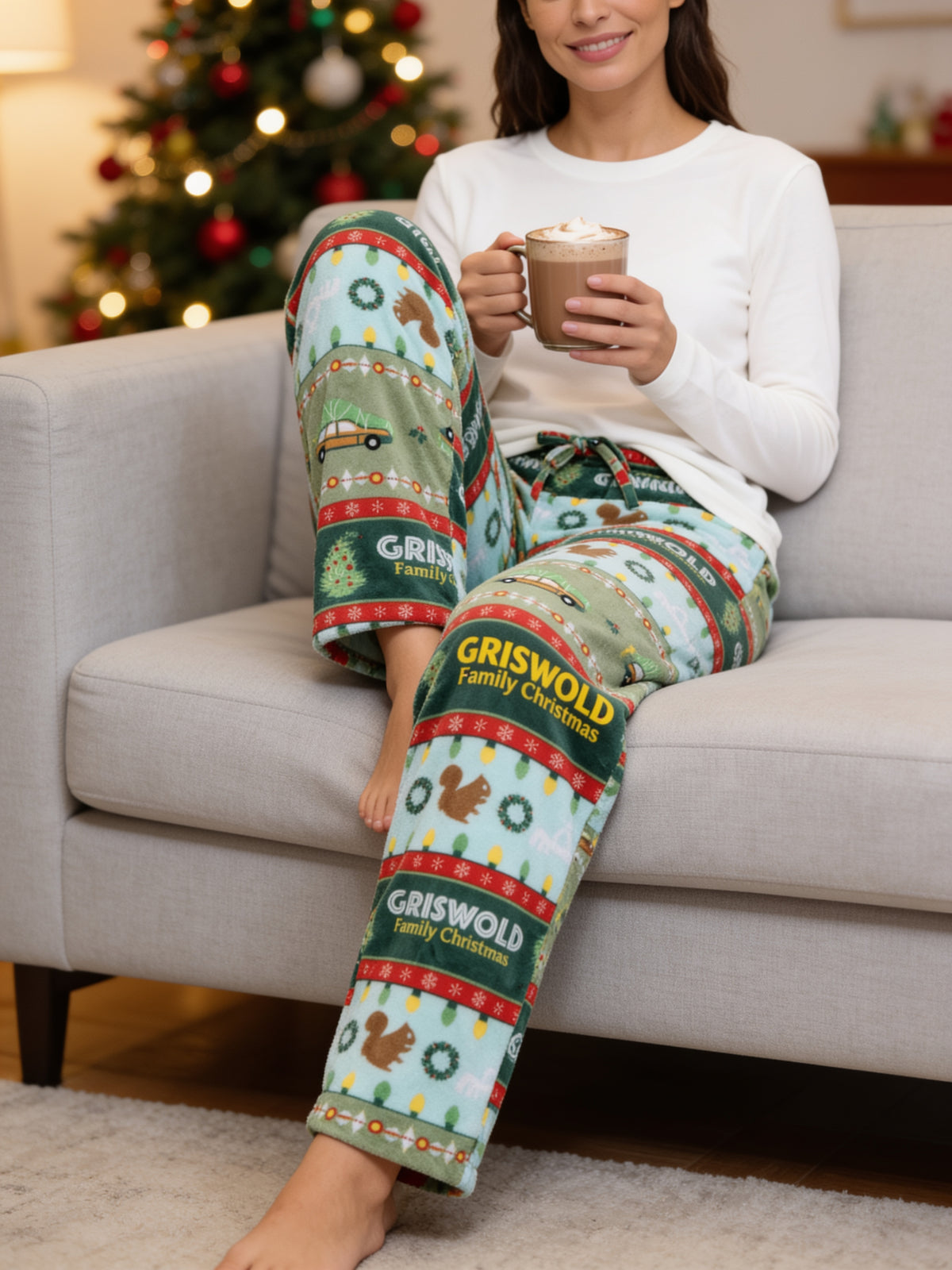 Christmas Vacation Griswold Fairisle Plush Sleep Pants Green