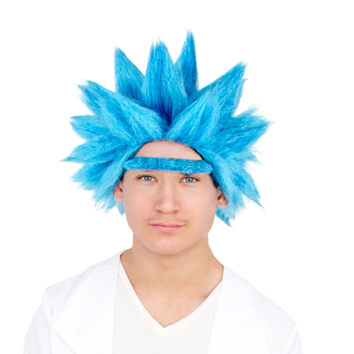 Adult Deluxe Ricky Sanchez Blue Wig and Eyebrow Halloween Costume Cosplay Accessory - TVStoreOnline