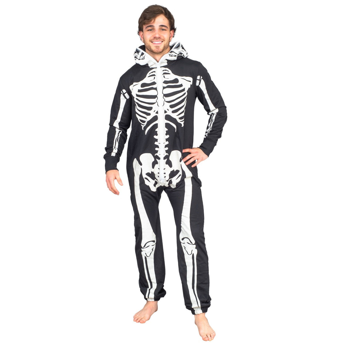 Adult Halloween Skeleton Cosplay Costume Glow in Dark Jumpsuit - TVStoreOnline