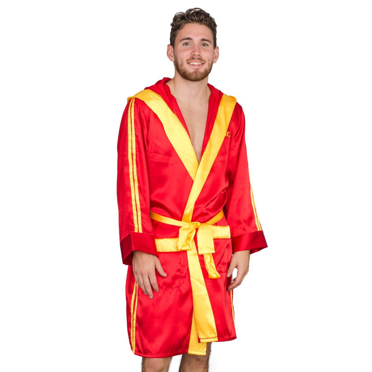 Adult Men Boxing Costume Heavyweight World Champion Boxer Halloween Costume Cosplay - Includes Robe and Shorts Red - TVStoreOnline